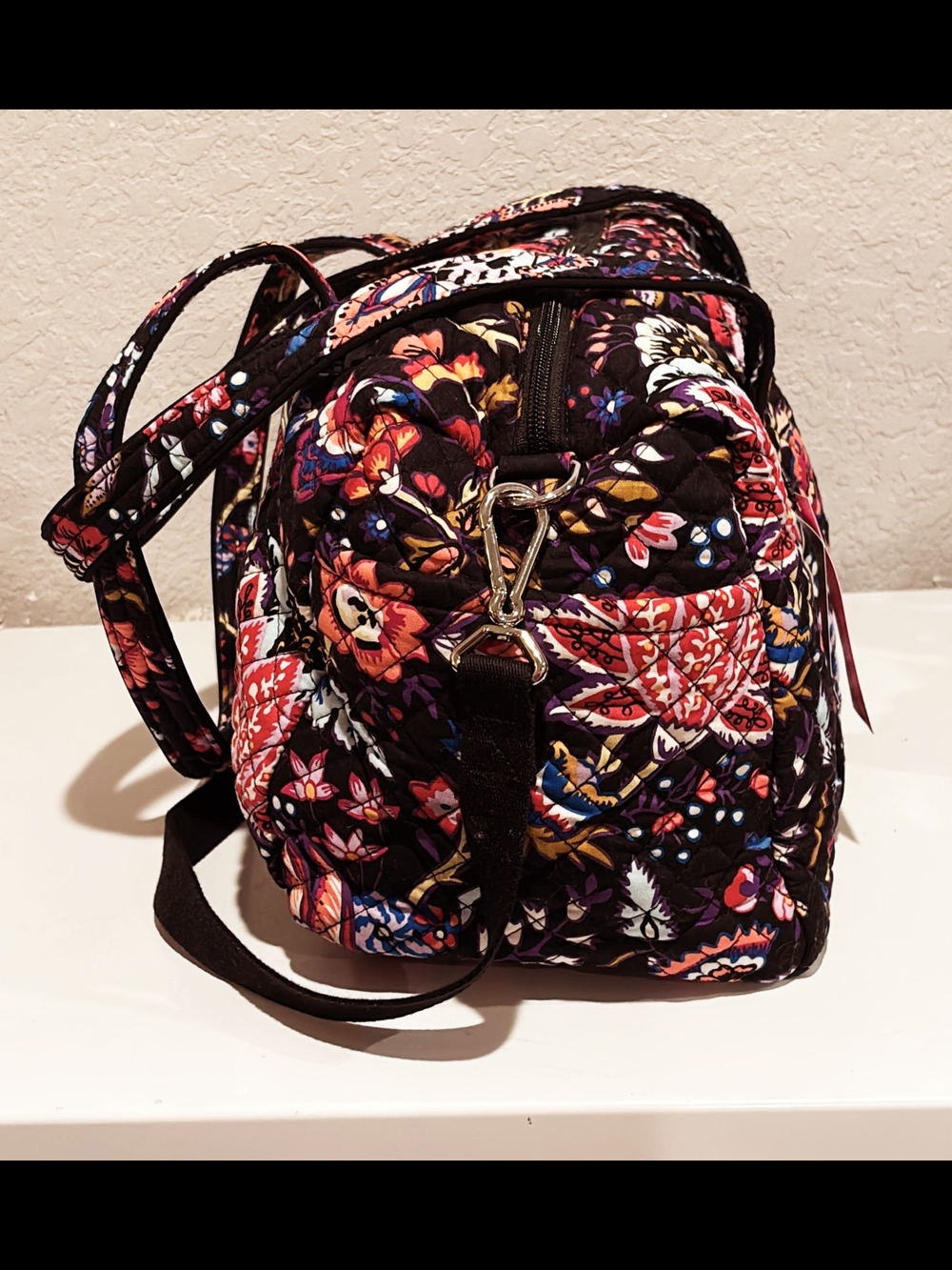 Vera Bradley Black Floral Quilted Duffel Bag - Picture 5 of 10